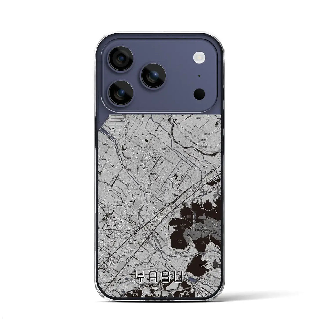 【野洲(滋賀県)】地図柄iPhoneケース(クリアタイプ)モノトーン・iPhone 17 Pro Max 用