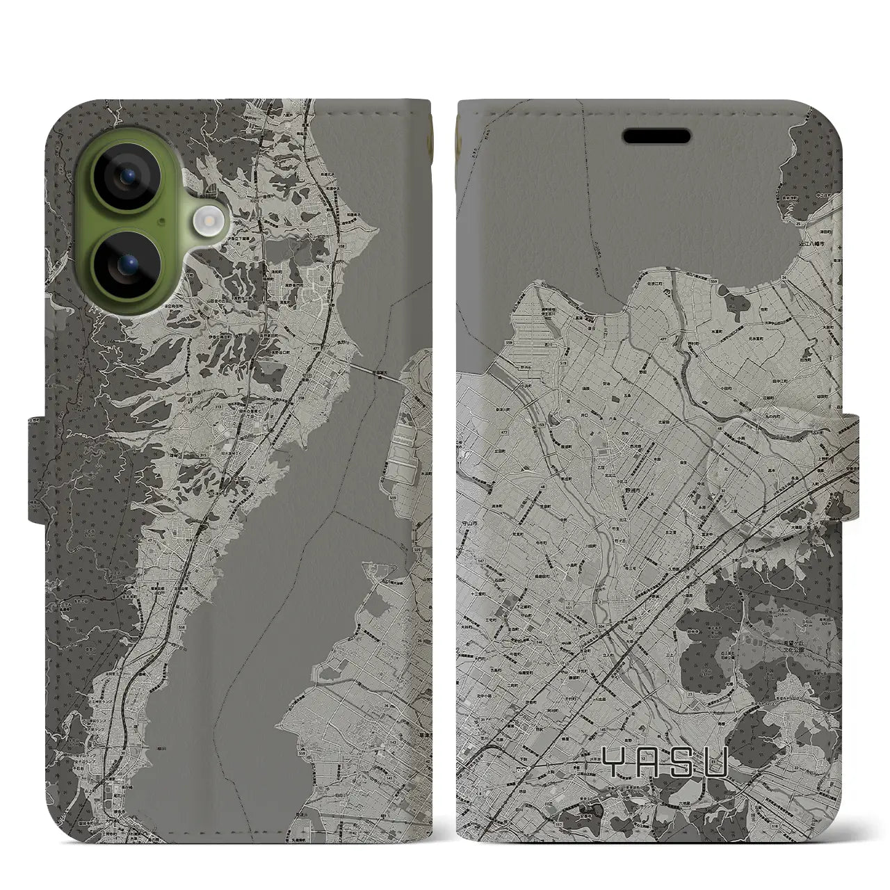 【野洲（滋賀県）】地図柄iPhoneケース（手帳タイプ）