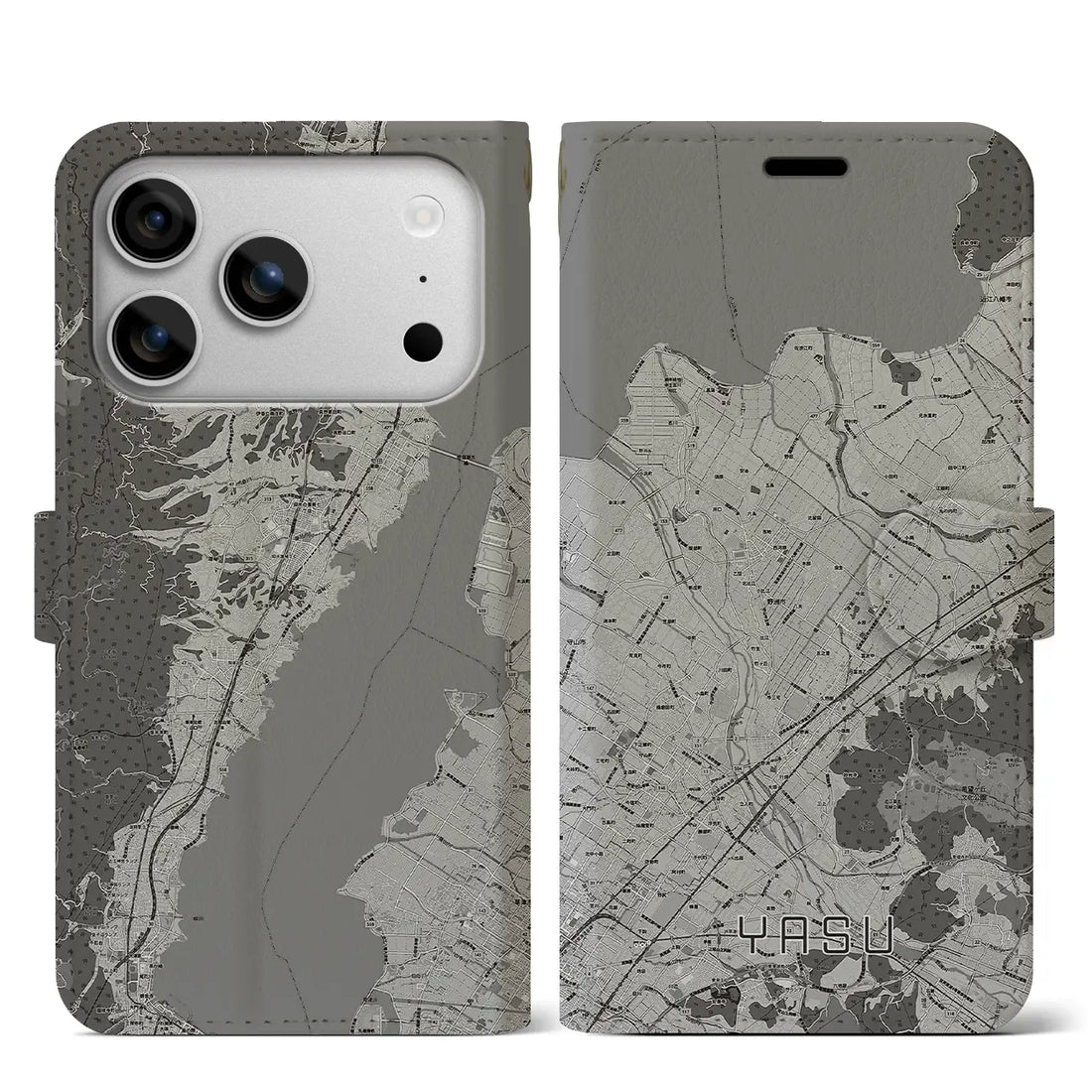 【野洲（滋賀県）】地図柄iPhoneケース（手帳タイプ）