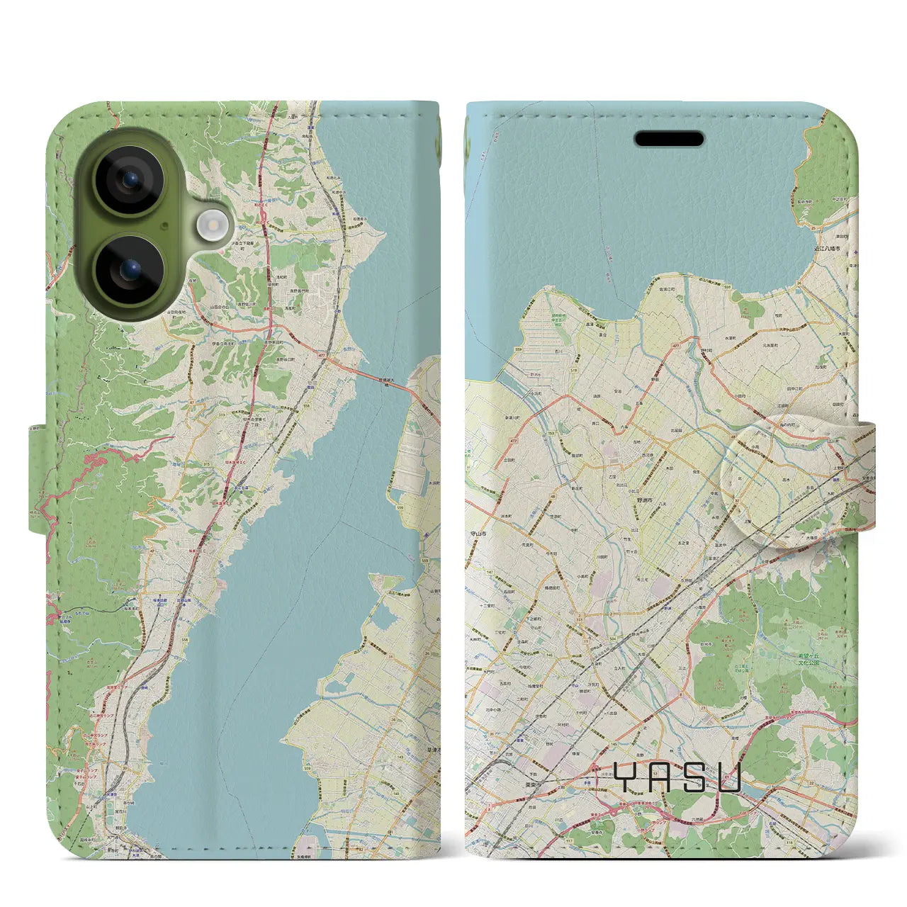 【野洲（滋賀県）】地図柄iPhoneケース（手帳タイプ）