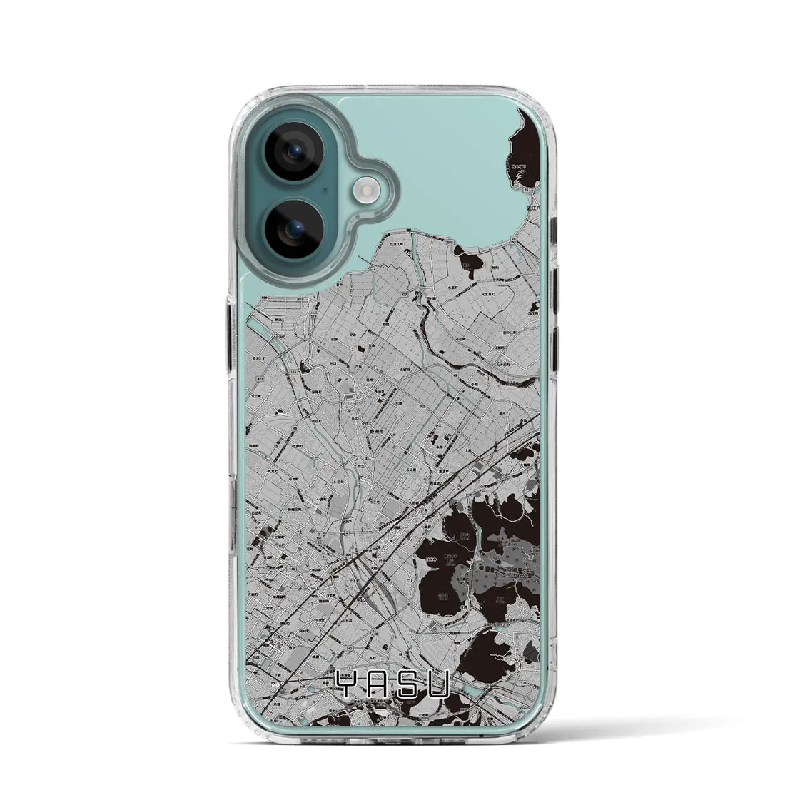 【野洲（滋賀県）】地図柄iPhoneケース（MagSafeタイプ）モノトーン・iPhone 16 Pro 用