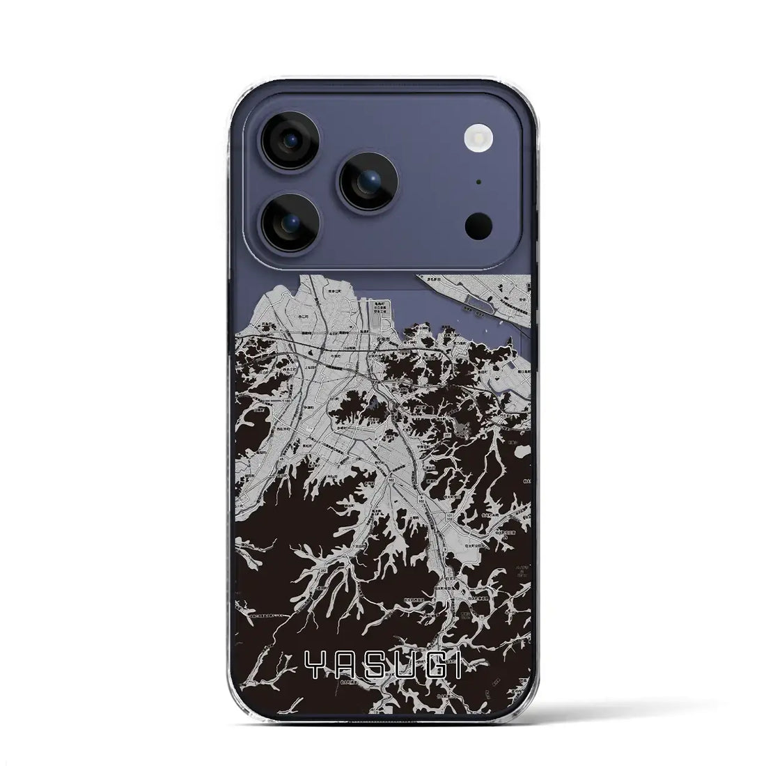 【安来(島根県)】地図柄iPhoneケース(クリアタイプ)モノトーン・iPhone 17 Pro Max 用