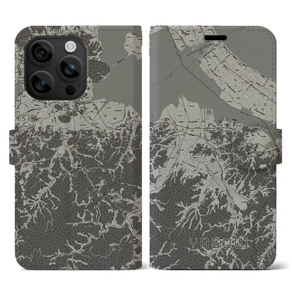 【安来（島根県）】地図柄iPhoneケース（手帳タイプ）モノトーン・iPhone 16 用