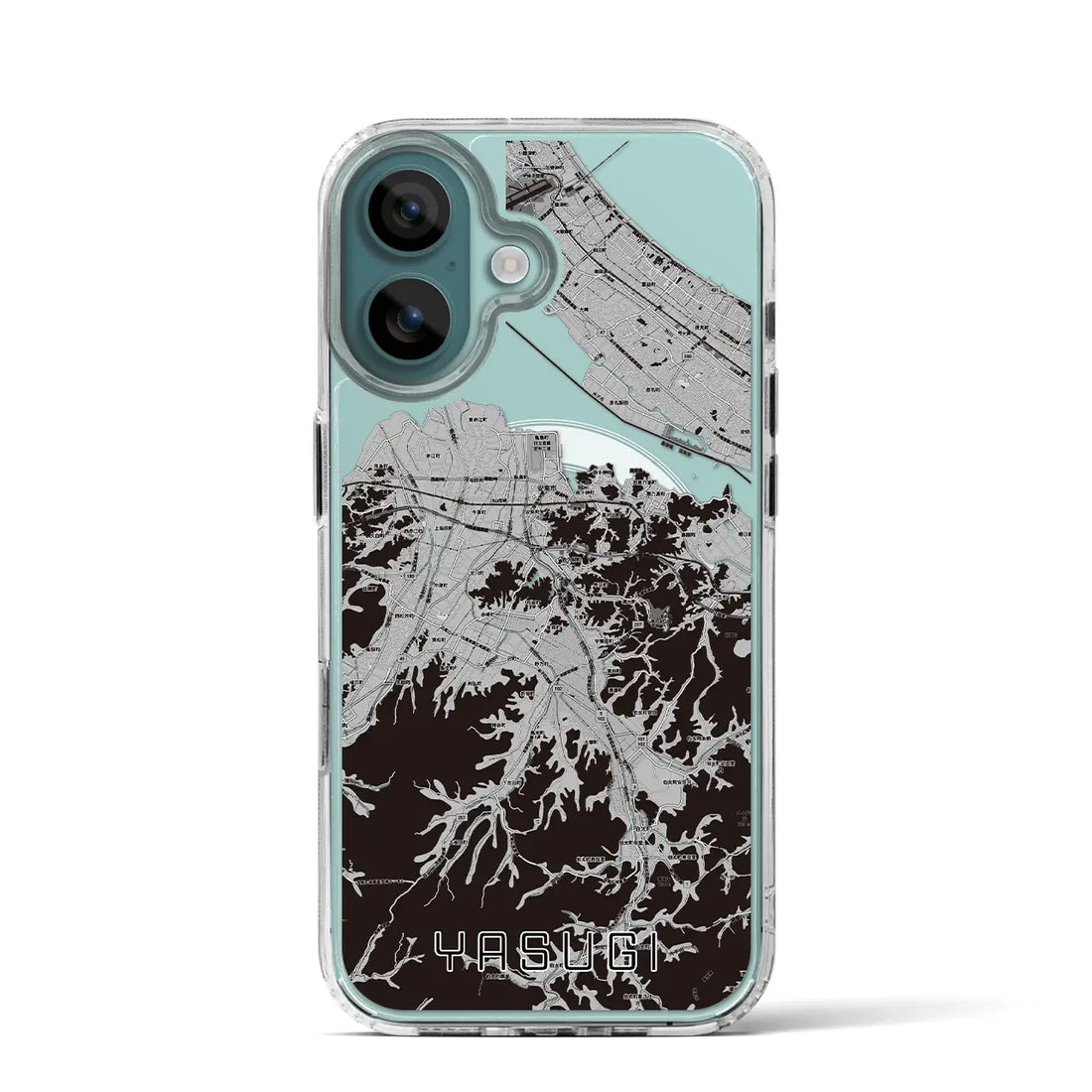 【安来(島根県)】地図柄iPhoneケース(MagSafeタイプ)モノトーン・iPhone 16 Pro 用