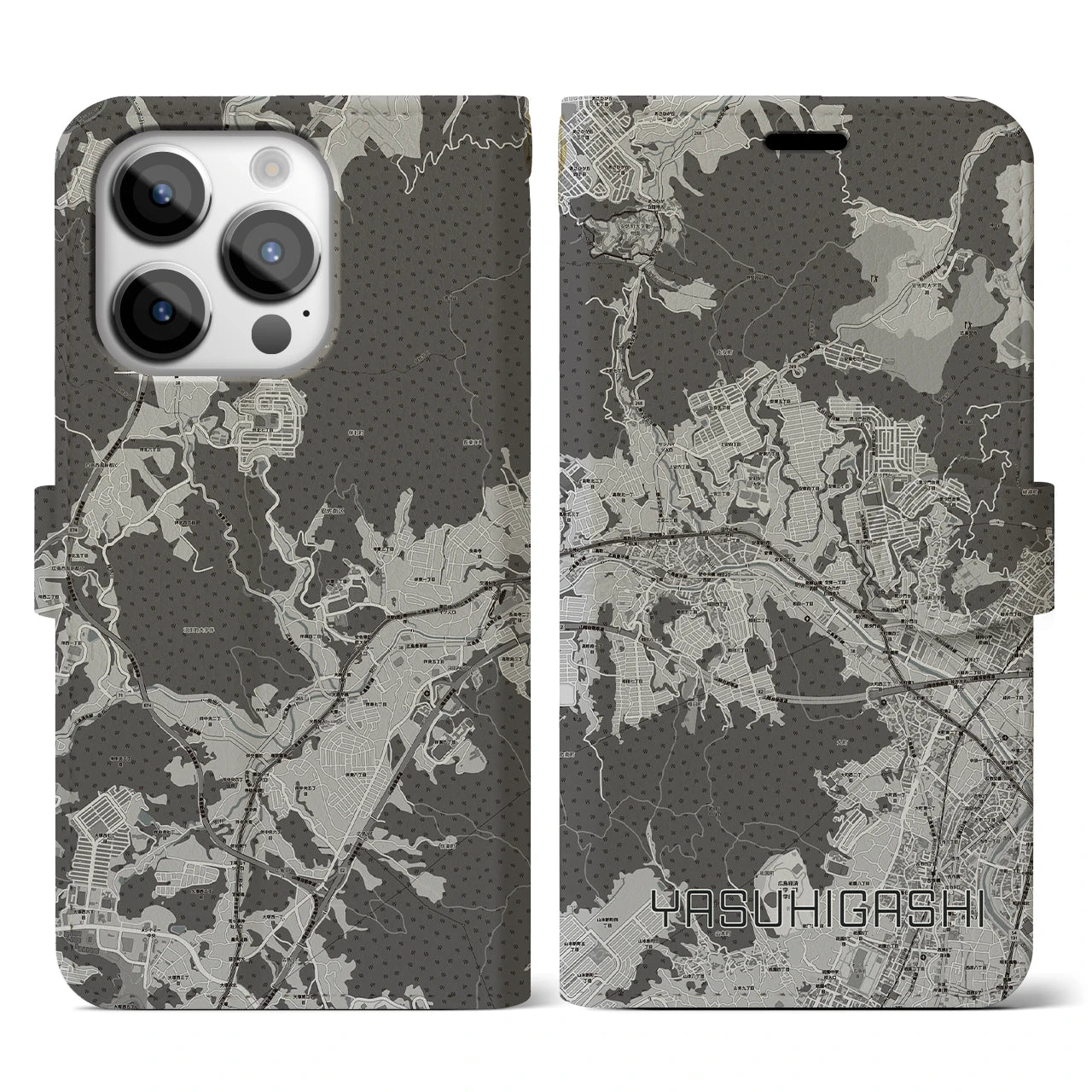 【安東（広島県）】地図柄iPhoneケース（手帳タイプ）