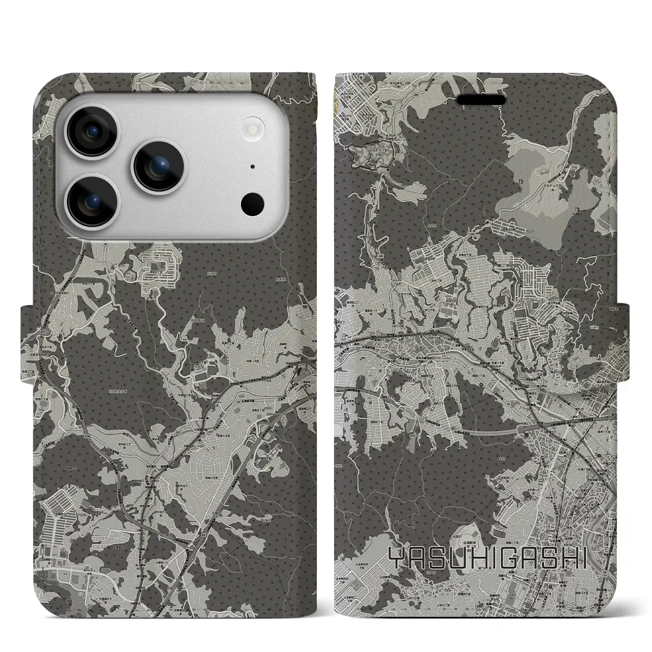 【安東（広島県）】地図柄iPhoneケース（手帳タイプ）