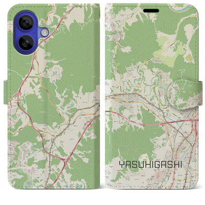 【安東（広島県）】地図柄iPhoneケース（手帳タイプ）ナチュラル・iPhone 16 Pro Max 用