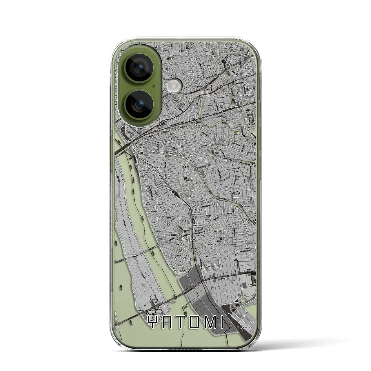 【弥富（愛知県）】地図柄iPhoneケース（クリアタイプ）モノトーン・iPhone 17 Pro Max 用