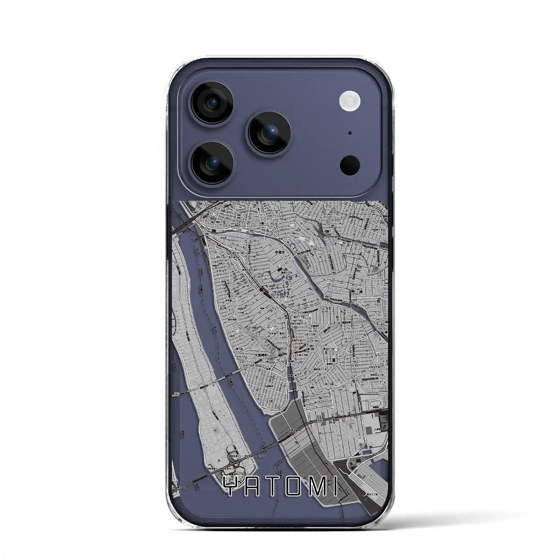 【弥富（愛知県）】地図柄iPhoneケース（クリアタイプ）モノトーン・iPhone 17 Pro Max 用