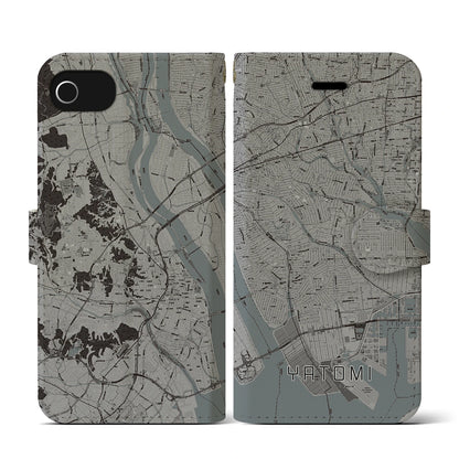 【弥富（愛知県）】地図柄iPhoneケース（手帳タイプ）モノトーン・iPhone SE（第3 / 第2世代） / 8 / 7 / 6s / 6 用