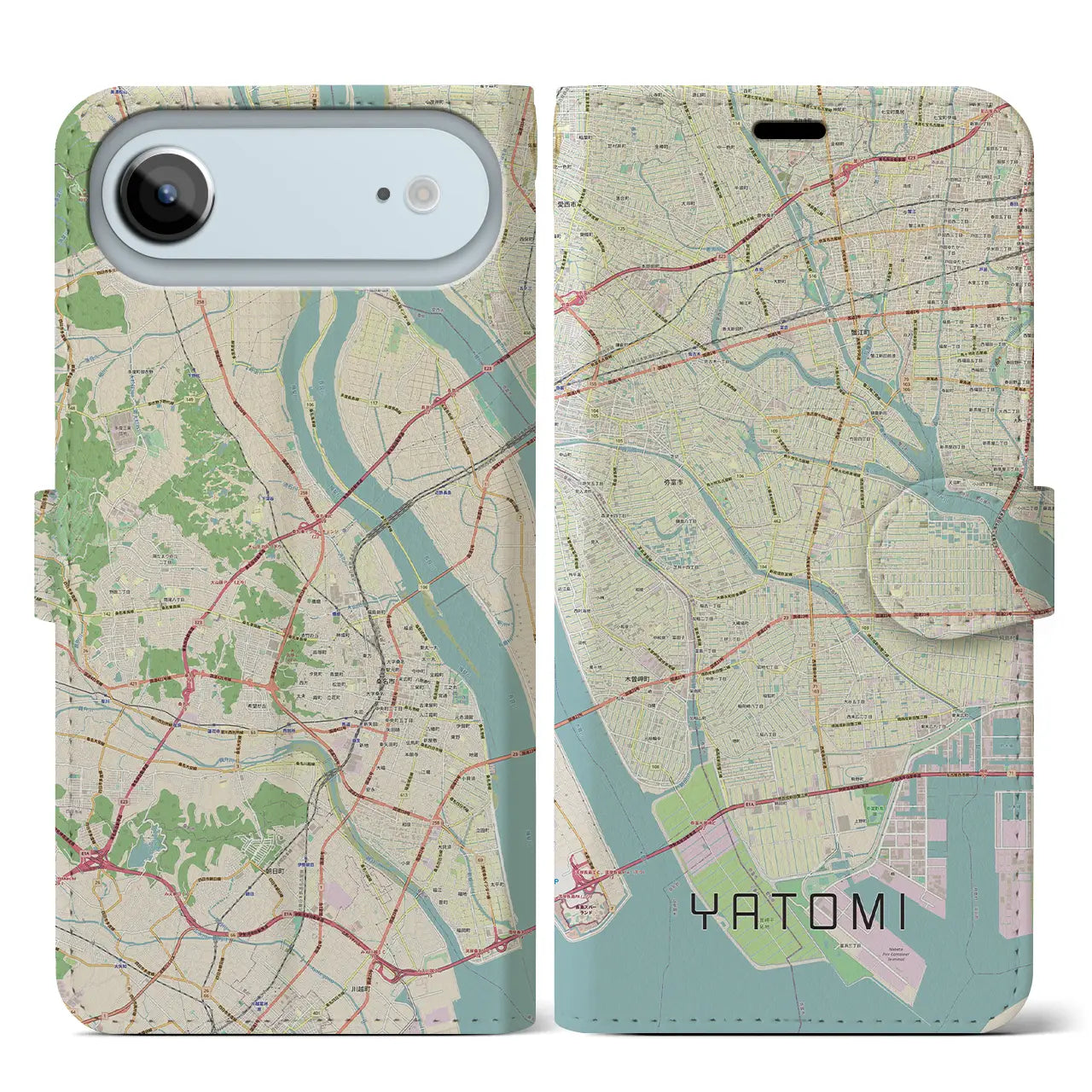 【弥富（愛知県）】地図柄iPhoneケース（手帳タイプ）