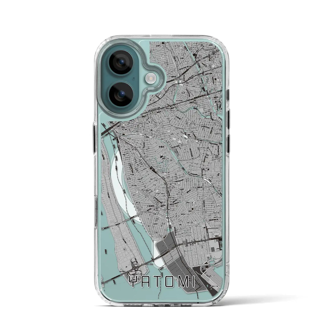 【弥富（愛知県）】地図柄iPhoneケース（MagSafeタイプ）モノトーン・iPhone 16 Pro 用