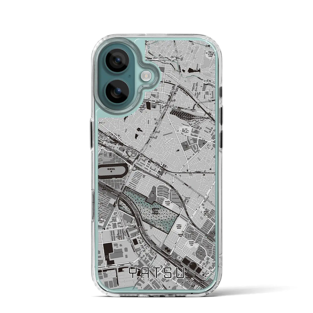 【谷津(千葉県)】地図柄iPhoneケース(MagSafeタイプ)モノトーン・iPhone 16 Pro 用