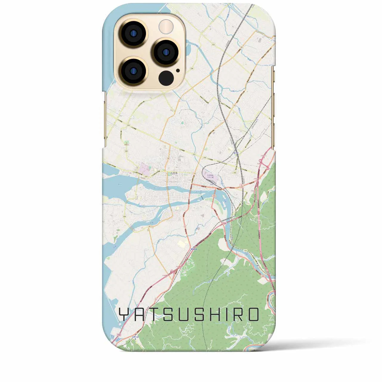 【八代（熊本県）】地図柄iPhoneケース（バックカバータイプ）