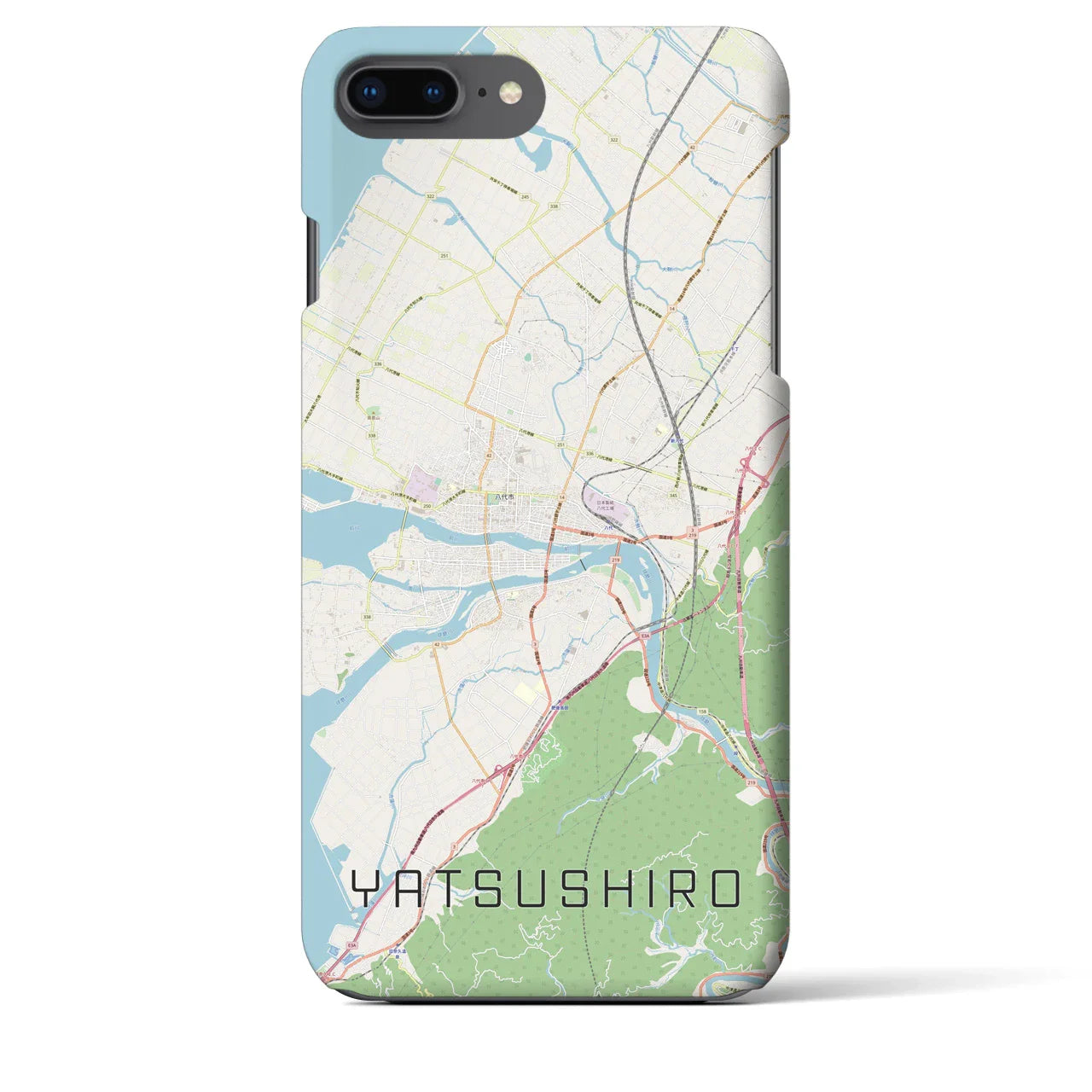 【八代（熊本県）】地図柄iPhoneケース（バックカバータイプ）