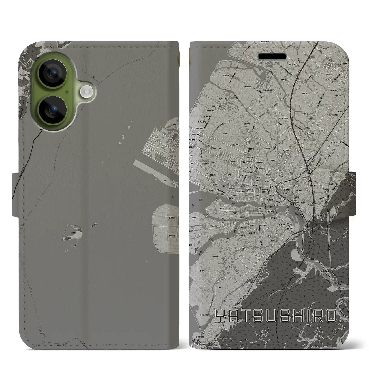 【八代（熊本県）】地図柄iPhoneケース（手帳タイプ）