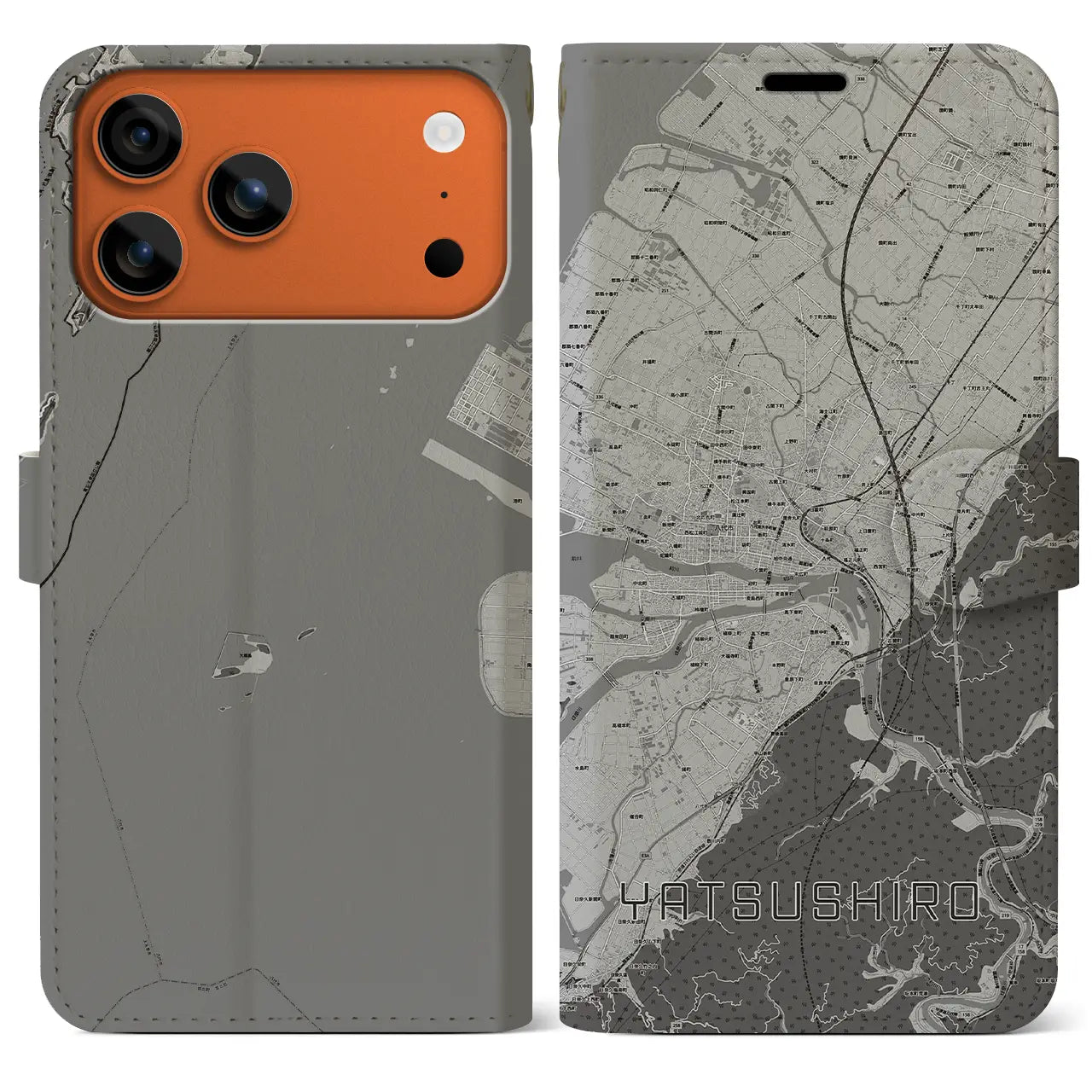 【八代（熊本県）】地図柄iPhoneケース（手帳タイプ）