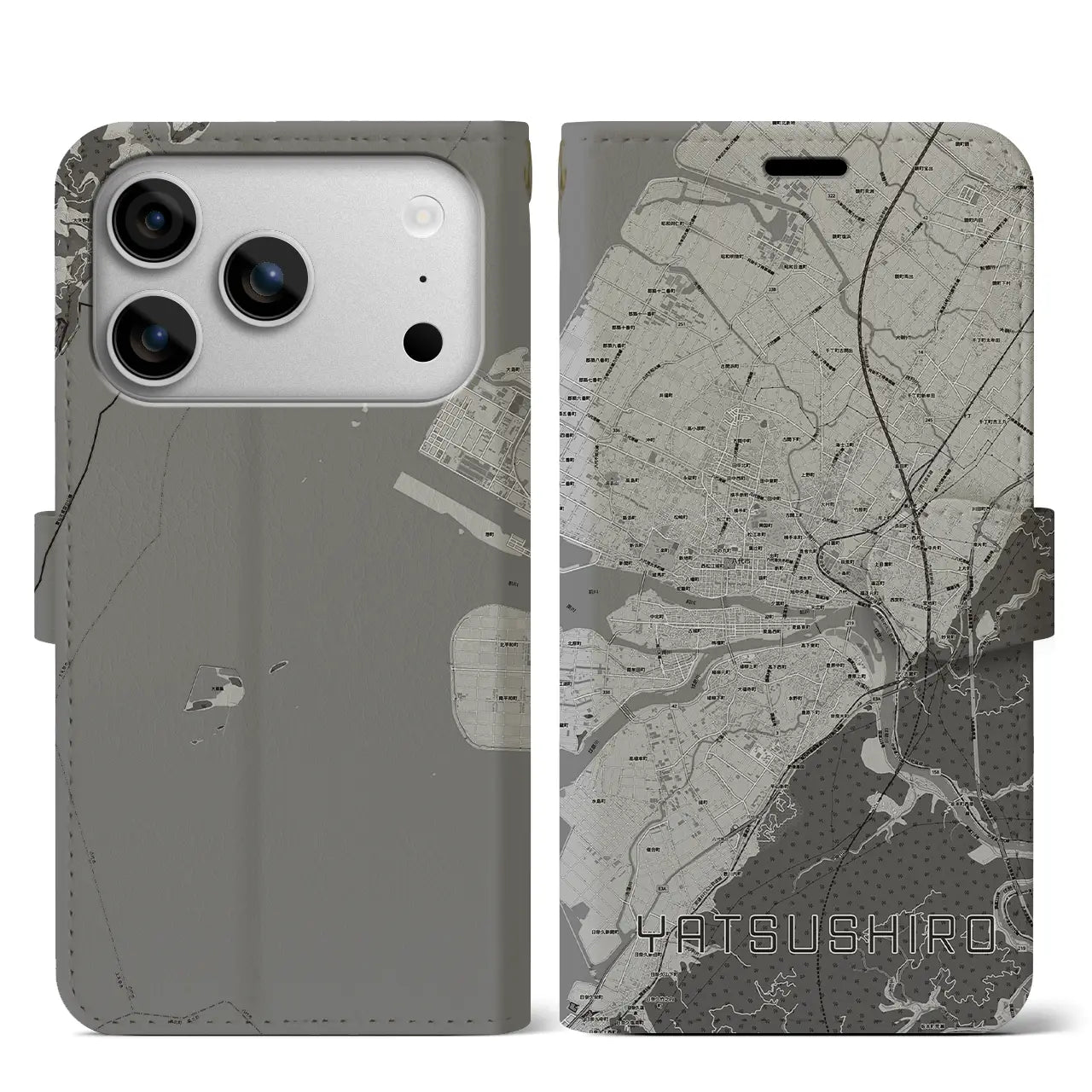 【八代（熊本県）】地図柄iPhoneケース（手帳タイプ）