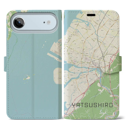 【八代（熊本県）】地図柄iPhoneケース（手帳タイプ）