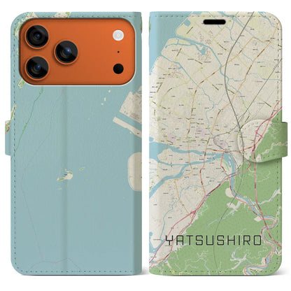 【八代（熊本県）】地図柄iPhoneケース（手帳タイプ）