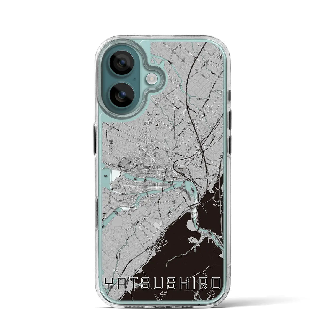 【八代（熊本県）】地図柄iPhoneケース（MagSafeタイプ）モノトーン・iPhone 16 Pro 用