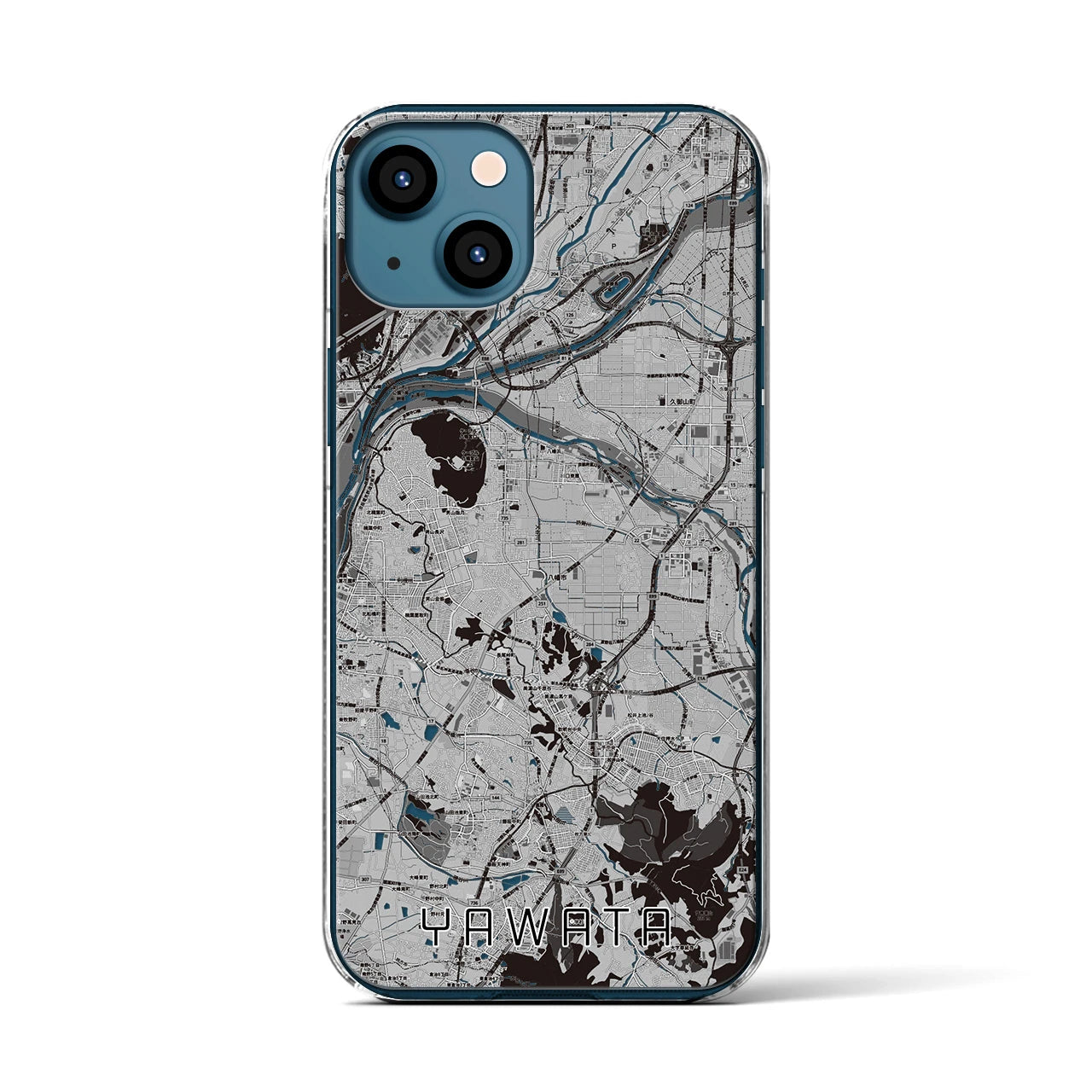 【八幡（京都府）】地図柄iPhoneケース（クリアタイプ）