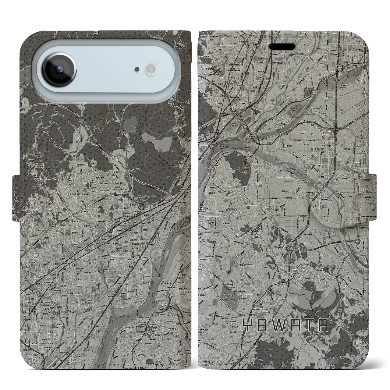 【八幡（京都府）】地図柄iPhoneケース（手帳タイプ）