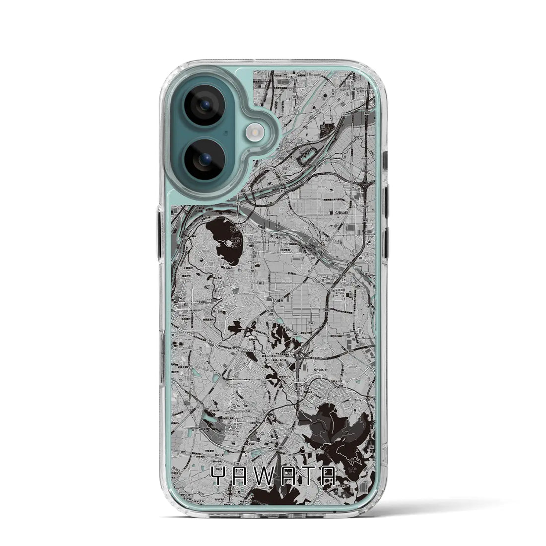 【八幡(京都府)】地図柄iPhoneケース(MagSafeタイプ)モノトーン・iPhone 16 Pro 用