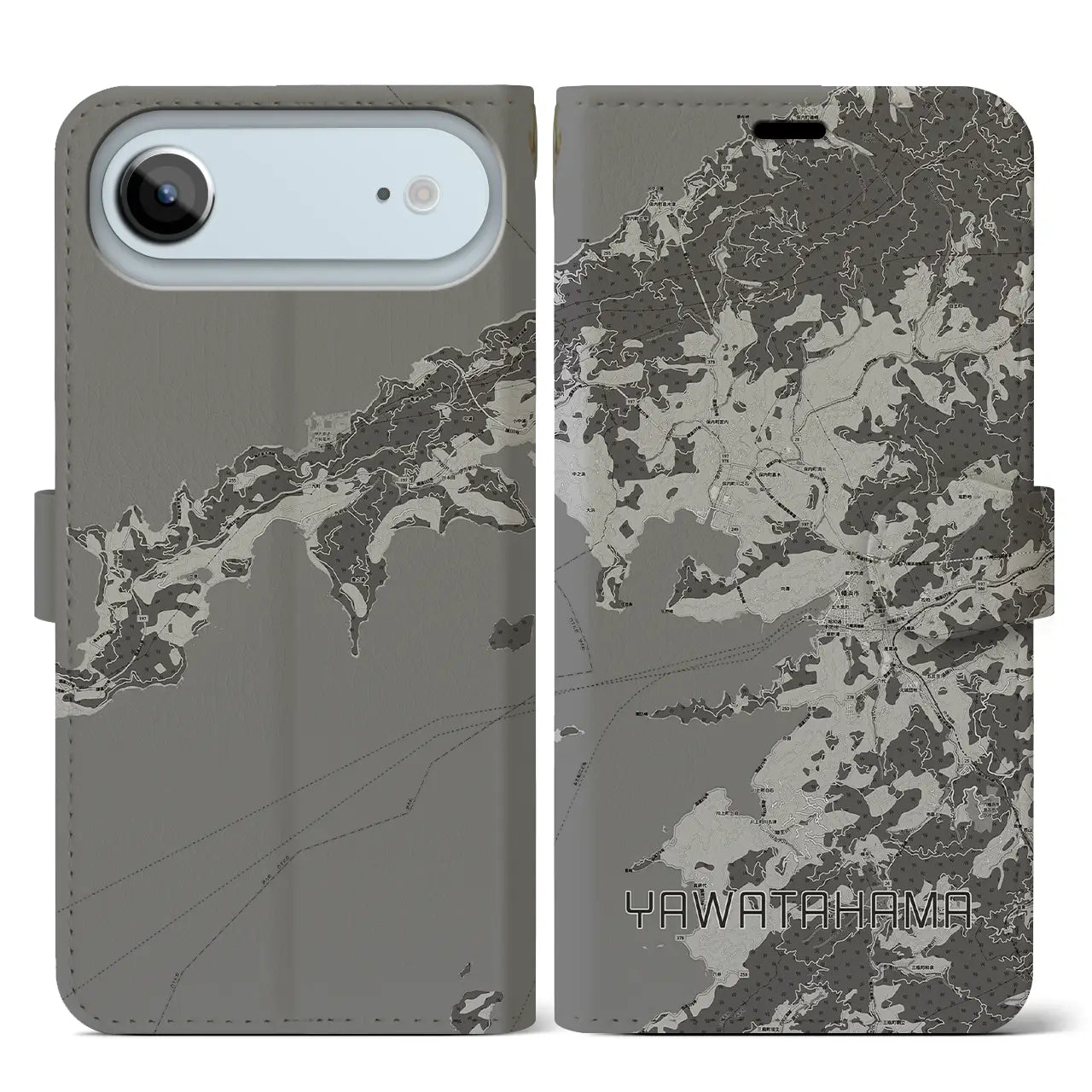 【八幡浜（愛媛県）】地図柄iPhoneケース（手帳タイプ）