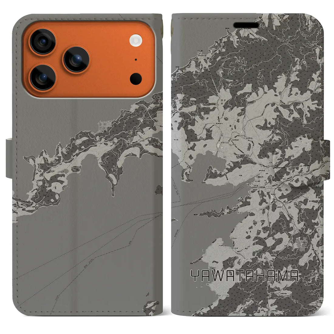 【八幡浜（愛媛県）】地図柄iPhoneケース（手帳タイプ）