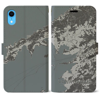 【八幡浜（愛媛県）】地図柄iPhoneケース（手帳タイプ）モノトーン・iPhone XR 用