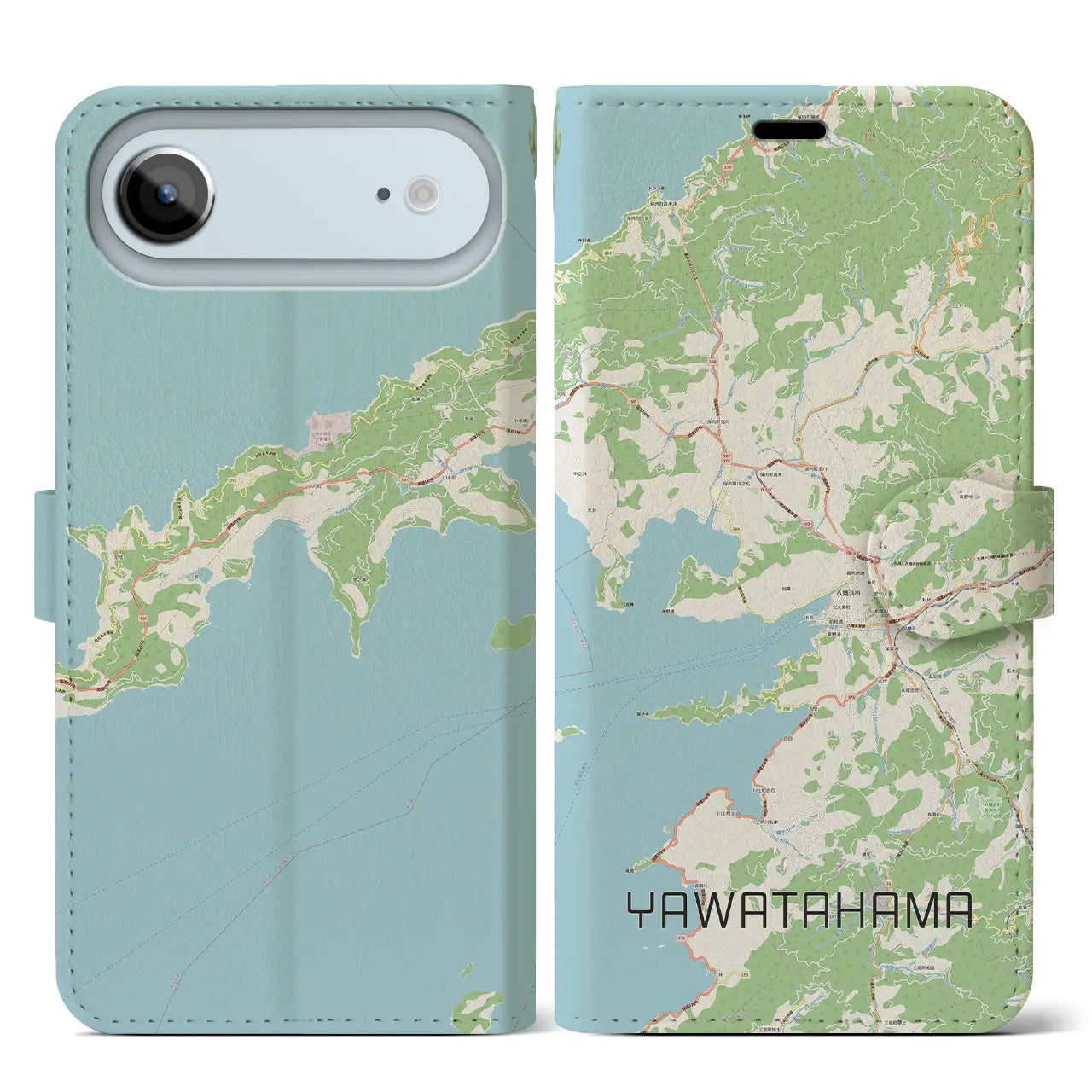 【八幡浜（愛媛県）】地図柄iPhoneケース（手帳タイプ）