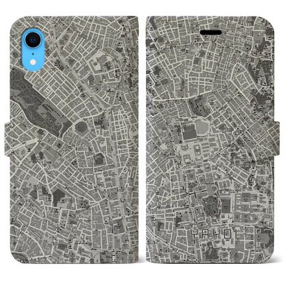 【弥生（東京都）】地図柄iPhoneケース（手帳タイプ）モノトーン・iPhone XR 用