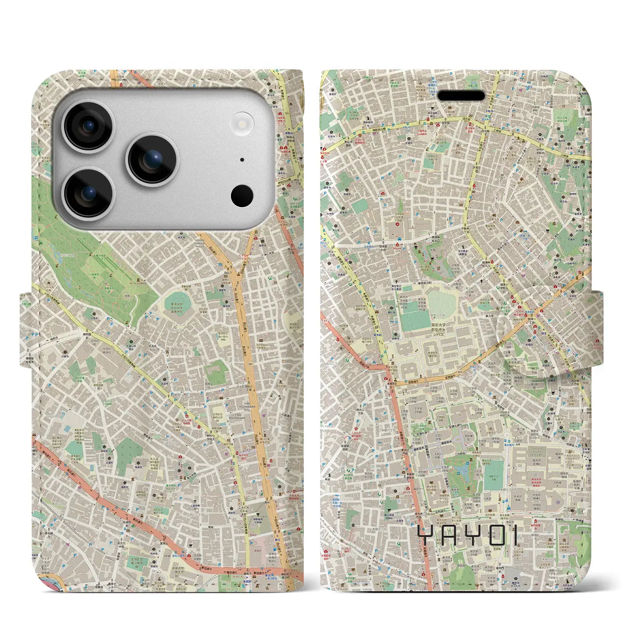 【弥生（東京都）】地図柄iPhoneケース（手帳タイプ）