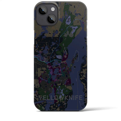 【イエローナイフ（カナダ）】地図柄iPhoneケース（バックカバータイプ）