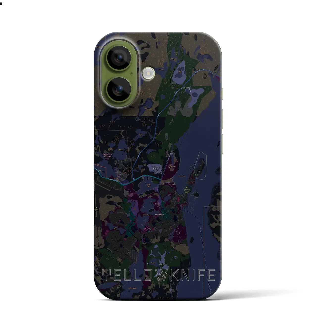 【イエローナイフ（カナダ）】地図柄iPhoneケース（バックカバータイプ）