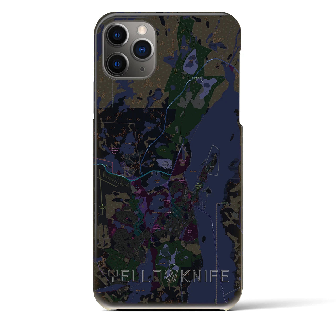 【イエローナイフ（カナダ）】地図柄iPhoneケース（バックカバータイプ）