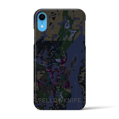 【イエローナイフ（カナダ）】地図柄iPhoneケース（バックカバータイプ）