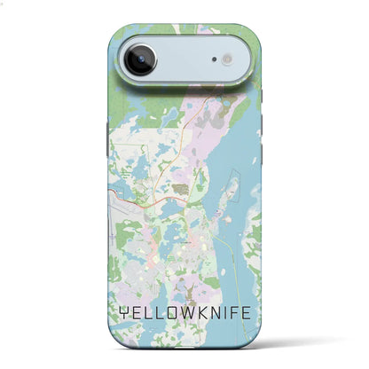 【イエローナイフ（カナダ）】地図柄iPhoneケース（バックカバータイプ）
