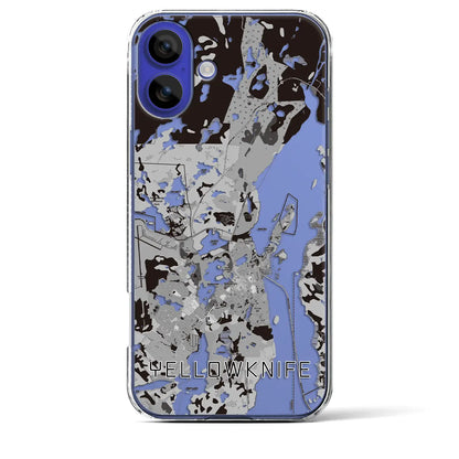 【イエローナイフ（カナダ）】地図柄iPhoneケース（クリアタイプ）モノトーン・iPhone 16 Pro Max 用