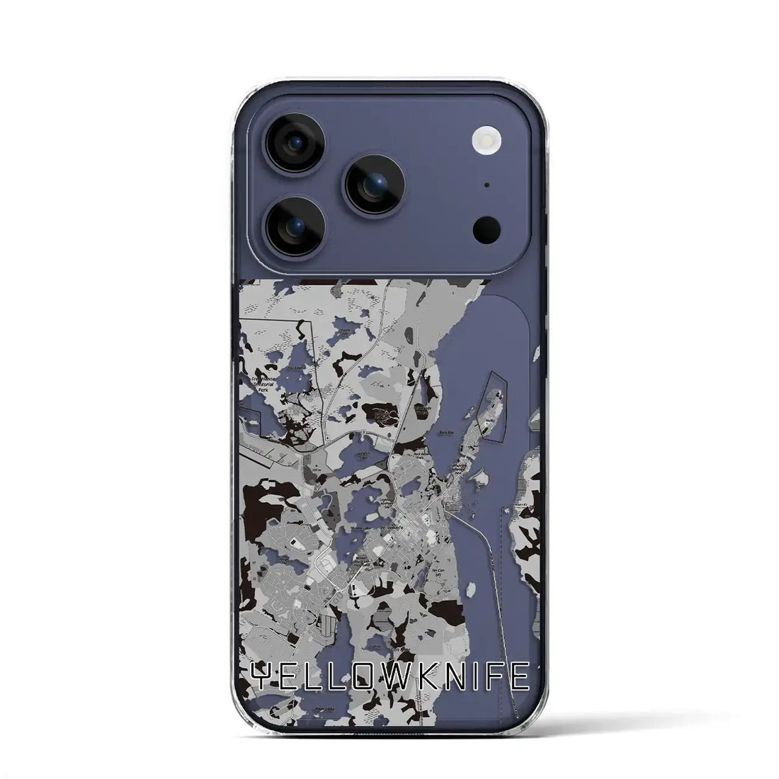 【イエローナイフ（カナダ）】地図柄iPhoneケース（クリアタイプ）モノトーン・iPhone 17 Pro Max 用