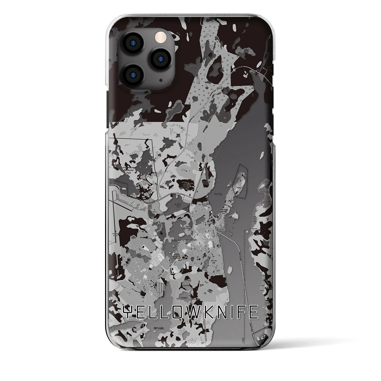 【イエローナイフ（カナダ）】地図柄iPhoneケース（クリアタイプ）