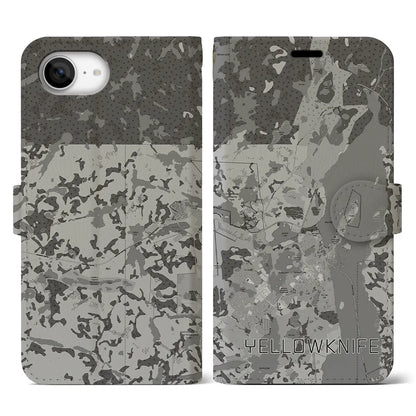 【イエローナイフ（カナダ）】地図柄iPhoneケース（手帳タイプ）