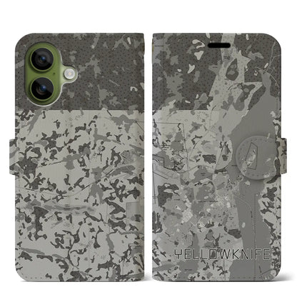 【イエローナイフ（カナダ）】地図柄iPhoneケース（手帳タイプ）