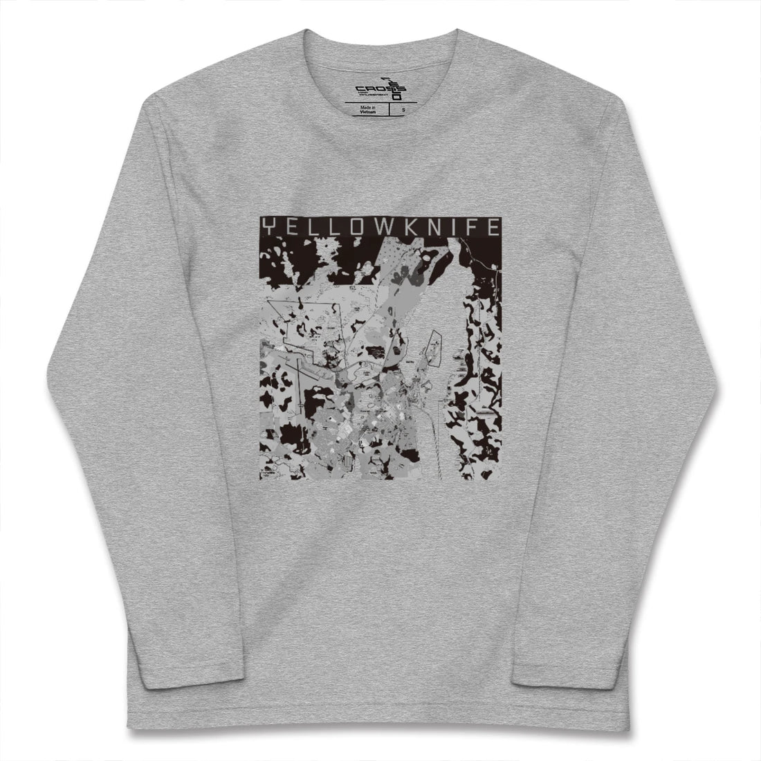 【イエローナイフ(カナダ)】地図柄ロングスリーブTシャツ