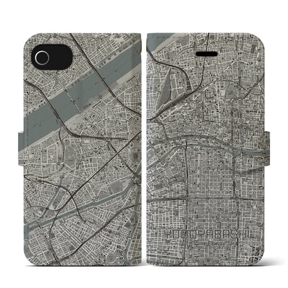 【淀屋橋（大阪府）】地図柄iPhoneケース（手帳タイプ）モノトーン・iPhone SE（第3 / 第2世代） / 8 / 7 / 6s / 6 用