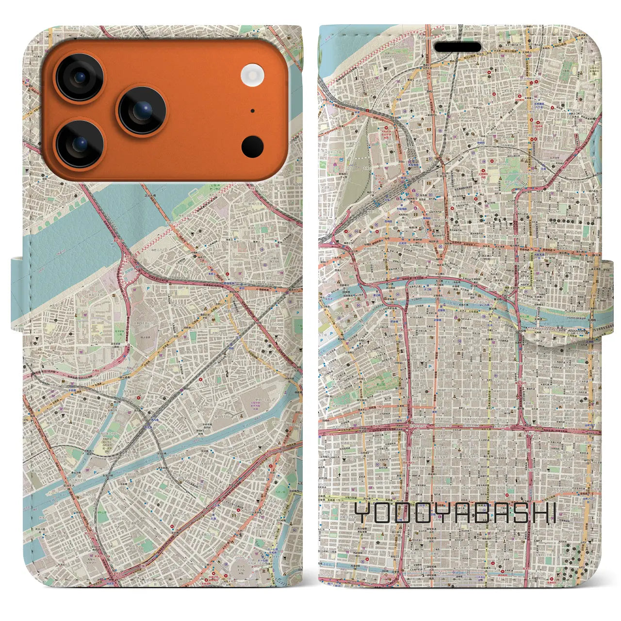 【淀屋橋（大阪府）】地図柄iPhoneケース（手帳タイプ）