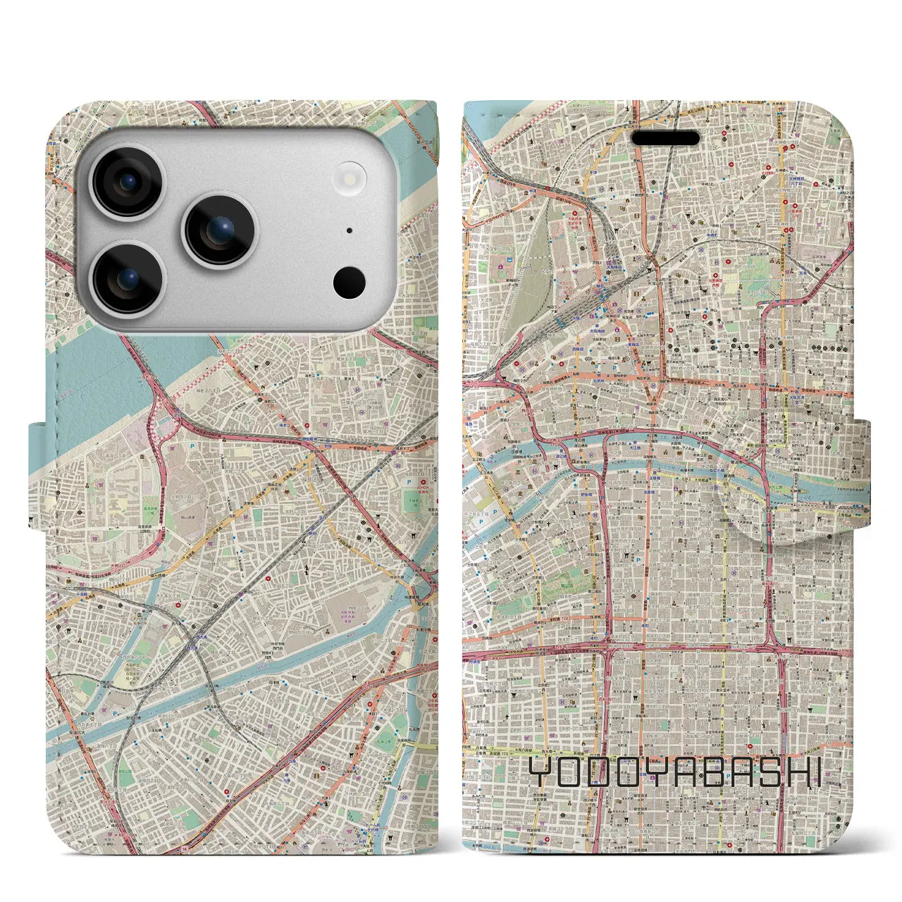 【淀屋橋（大阪府）】地図柄iPhoneケース（手帳タイプ）