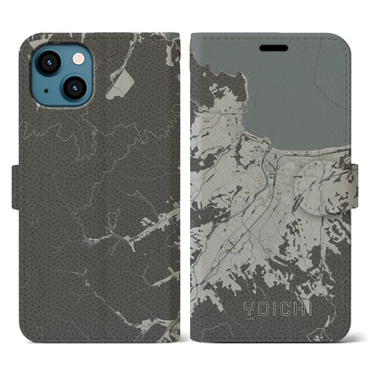 【余市（北海道）】地図柄iPhoneケース（手帳タイプ）モノトーン・iPhone 13 用