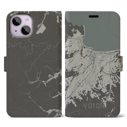 【余市（北海道）】地図柄iPhoneケース（手帳タイプ）モノトーン・iPhone 14 用